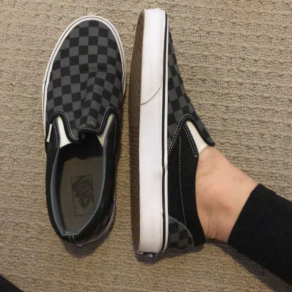 Black and grey checkered vans